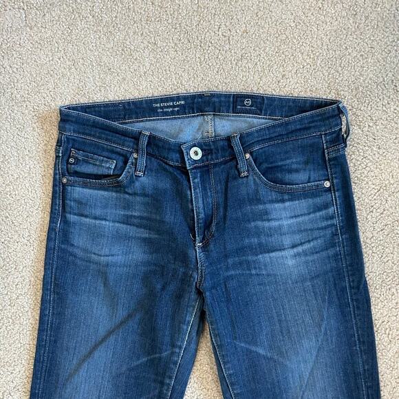 Adriano Goldschmied The Stevie Slim Straight Capri Dark Wash Blue Size 27 - Picture 3 of 10